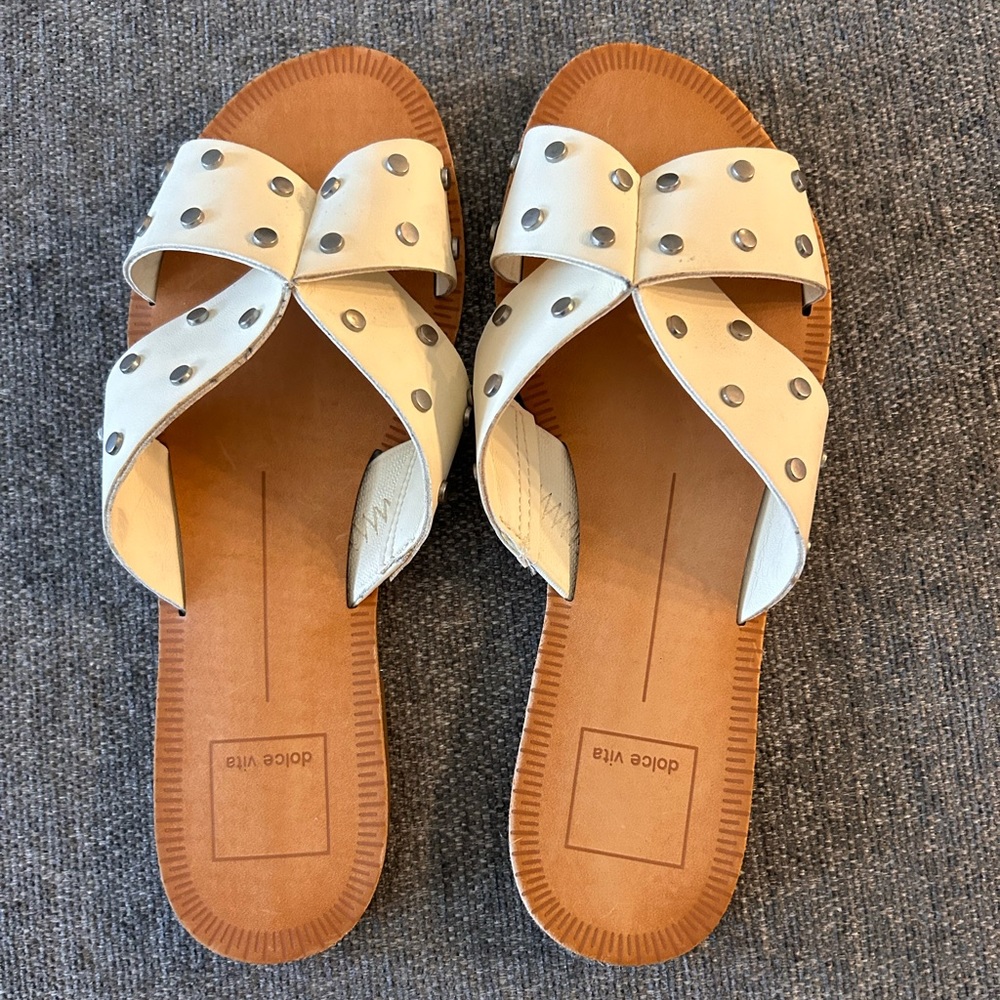 White Size 6.5 Dolce Vita Sandals with Silver Studs